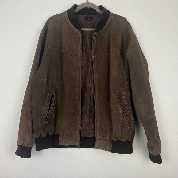 Vintage | Mens Brown Leather Bomber Jacket Suede by Pacific XL - Picture 3 of 11